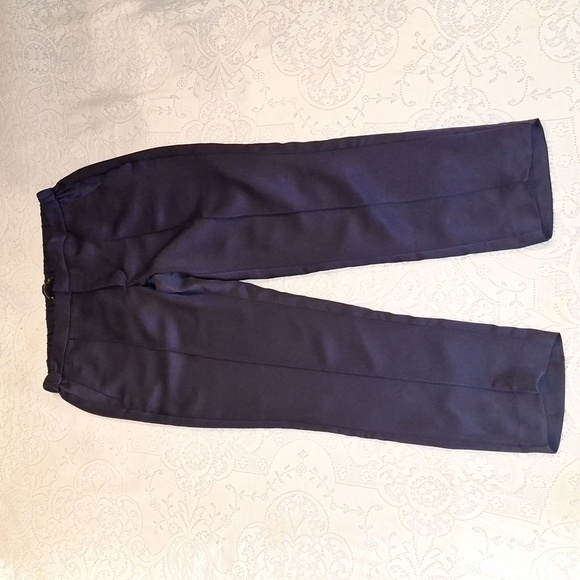 Banana Republic Navy Blue Satin Hayden Trouser Pants Flat Front 6 Ankle - Picture 2 of 9